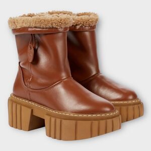 Stella McCartney Emilie Brown Vegan Leather Chunky Platform Ankle Boots Size 39